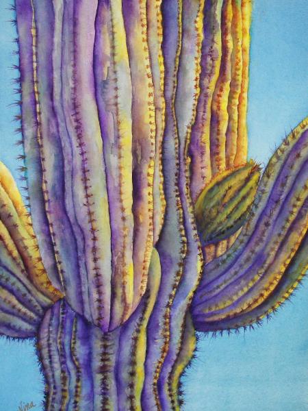 Sunny Saguaro - Nina Major Watercolor Art & Silk Painting