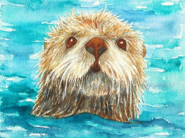 Sea Otters, Seals & Pelicans - Nina Major Watercolor Art & Silk Painting